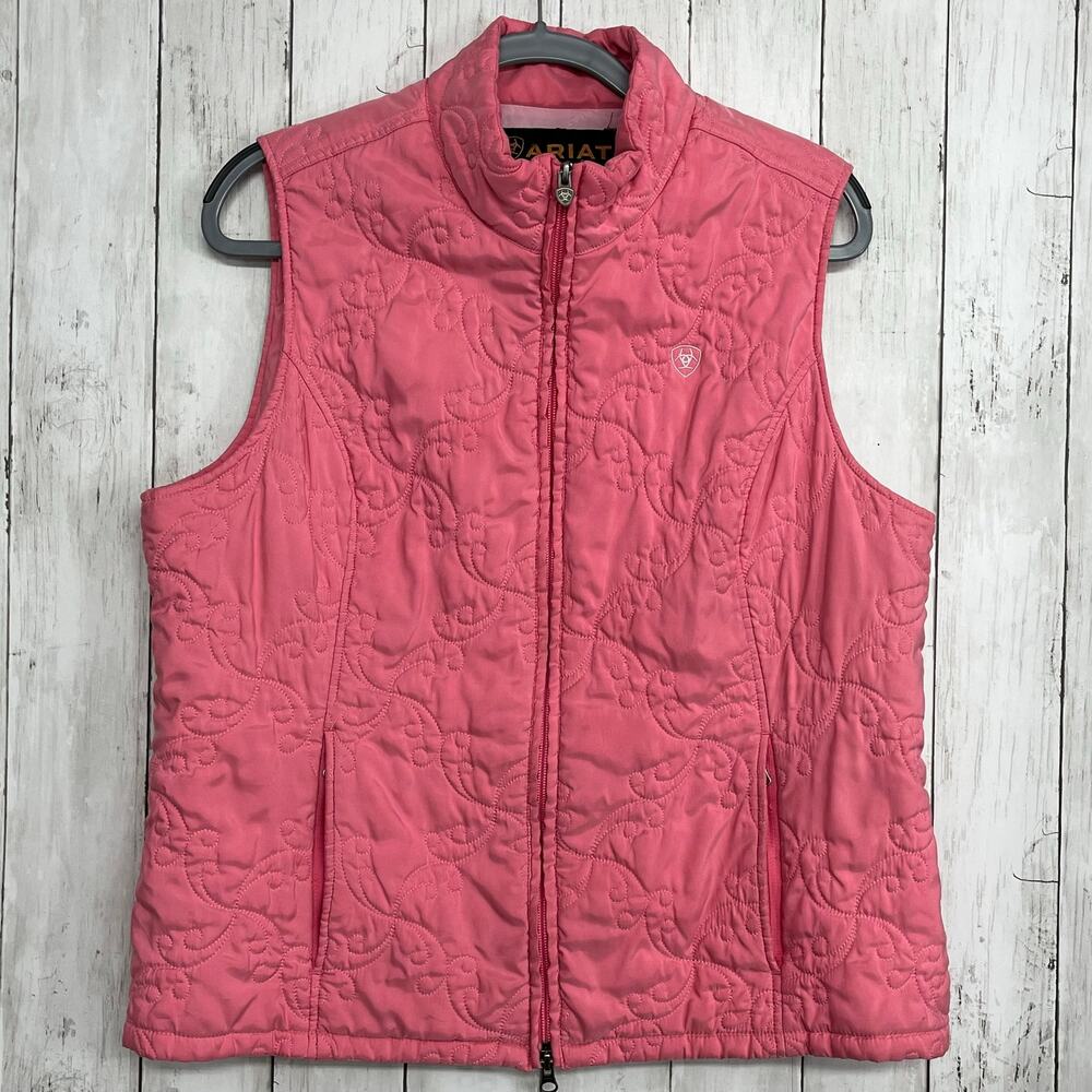 Ariat Women's XL Pink Softshell Vest Wind Water Resistant Equestrian Team Logo